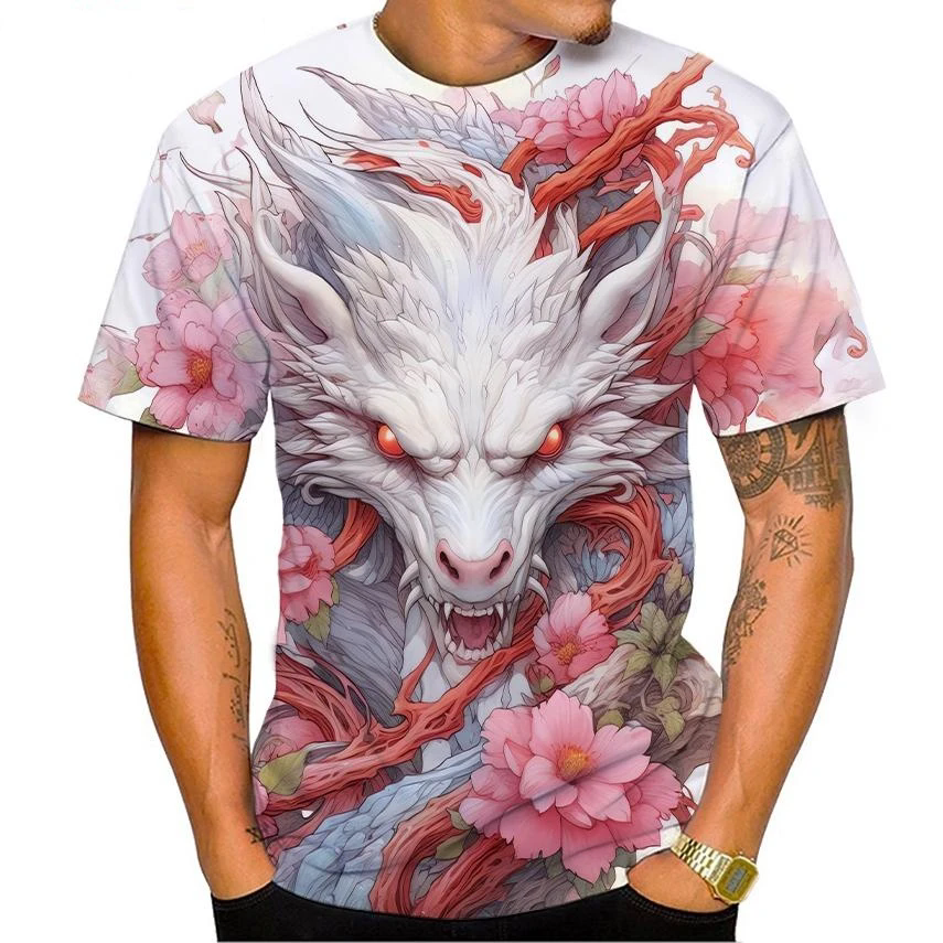 Summer New Men's Top 3D Printe - 3D Printing Dragon のレビューと価格