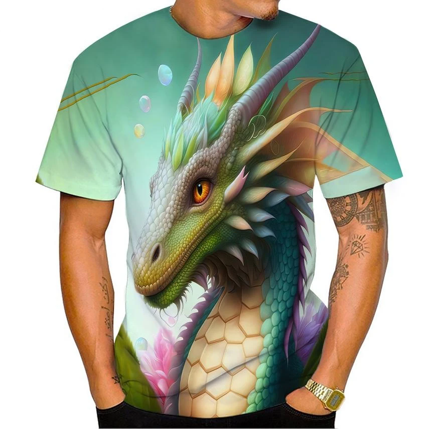 Summer New Men's Top 3D Printe - 3D Printing Dragon のレビューと価格