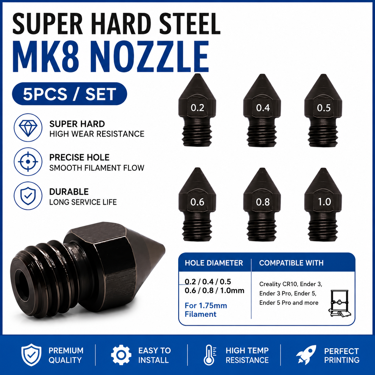 Super Hardened Steel Nozzle MK - 3D Printing Nozzle のレビューと価格