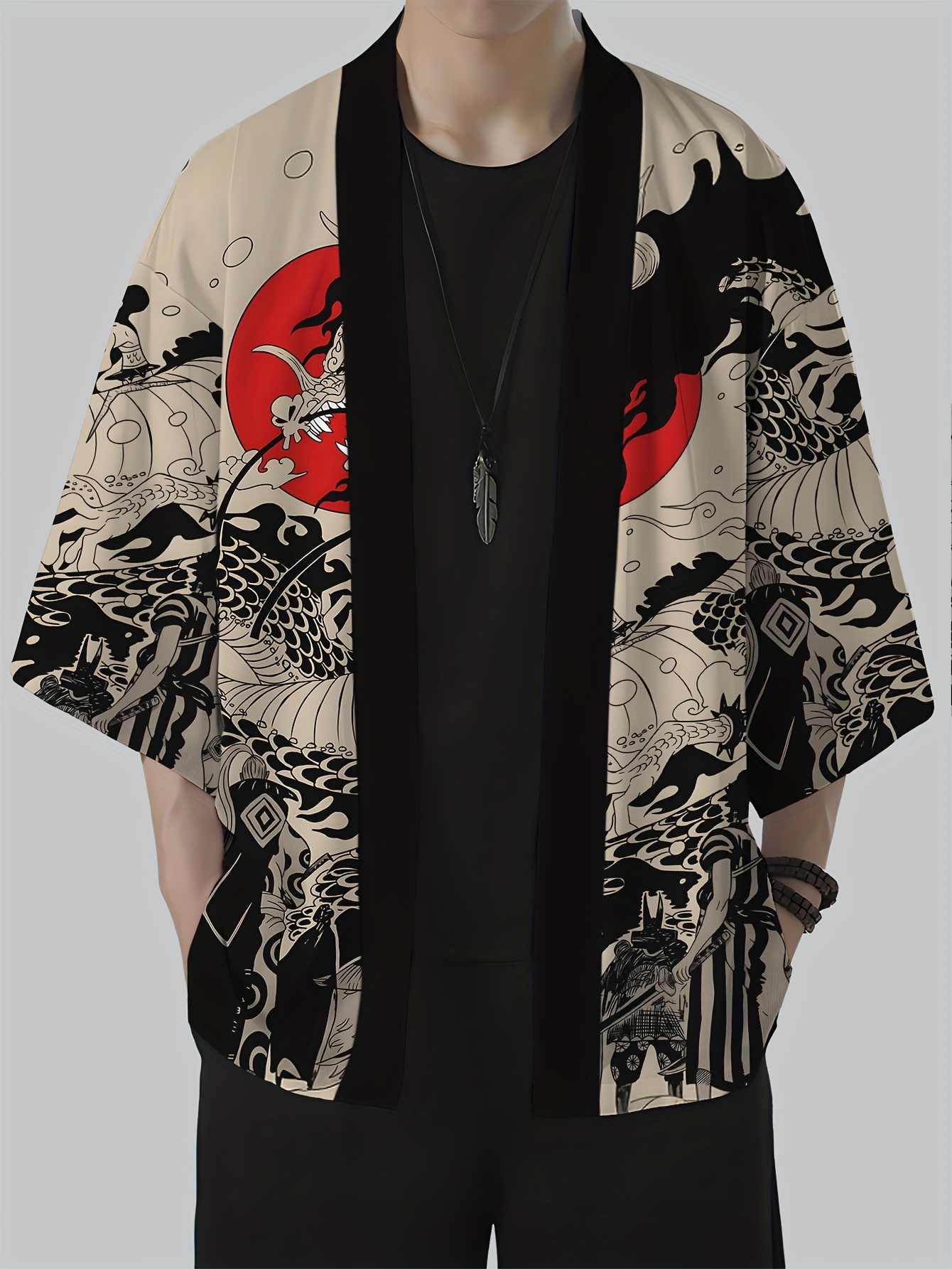 2026 Summer New Men's Kimono w - 3D Printing Dragon のレビューと価格